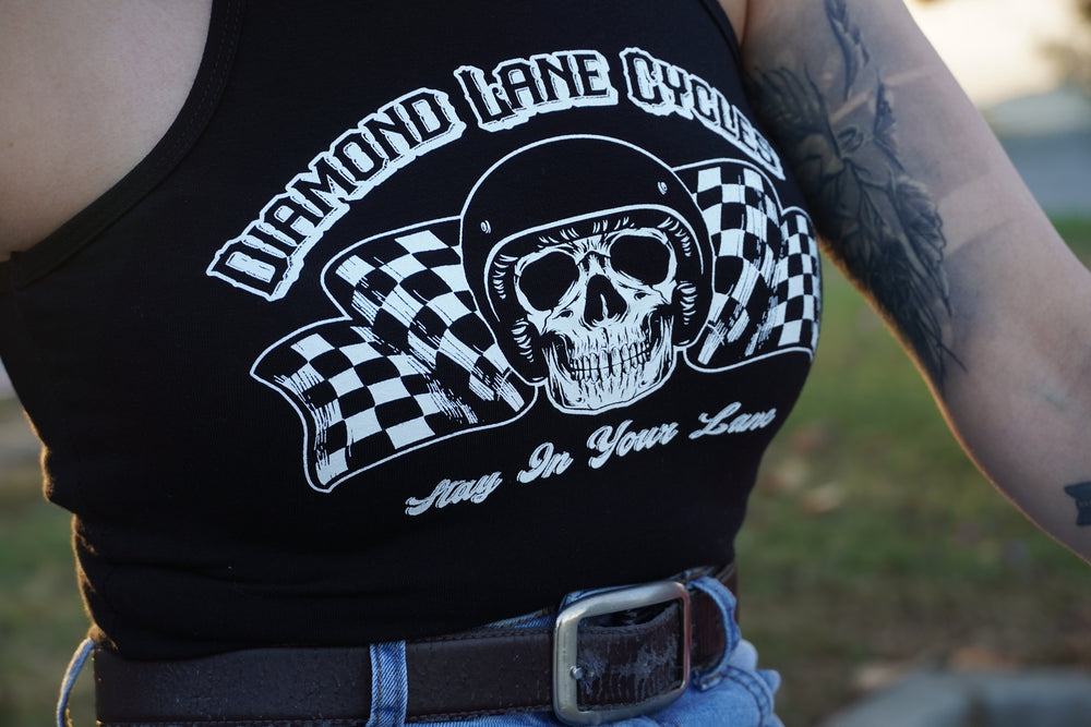 Diamond Lane Cycles Stay in Your Lane Ladies Tank